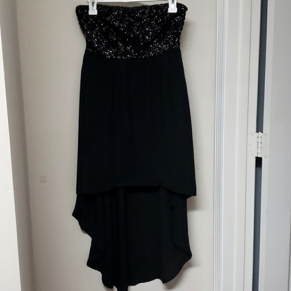 Black High Low Strapless Dress - Picture 1 of 3